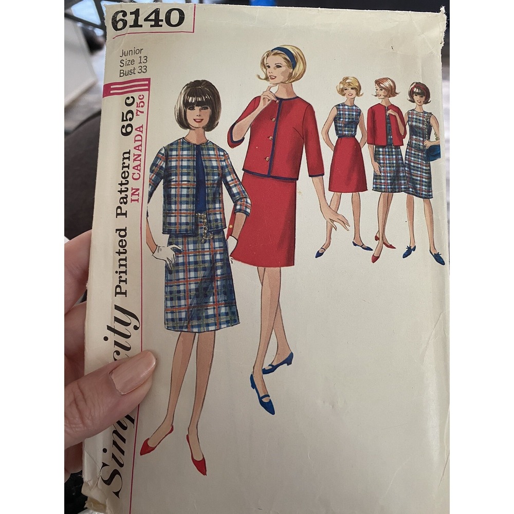 Vintage 1960’s Simplicity Sewing Pattern 6140 Junior Size 13 Cut and Complete